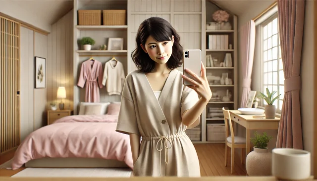 パパ活のプロフィール用の顔写真を送る女性