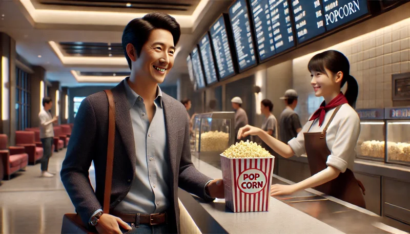 パパ活の映画デートを楽しむ男性