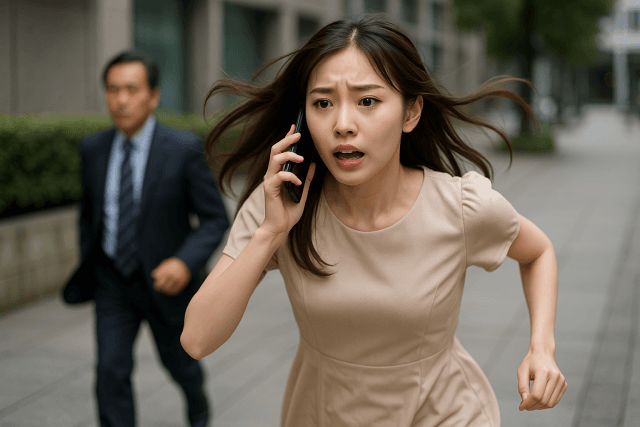 遅刻しそうで走って急ぐパパ活女子