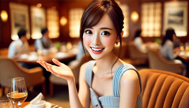 パパ活の顔合わせで楽しく話す女性