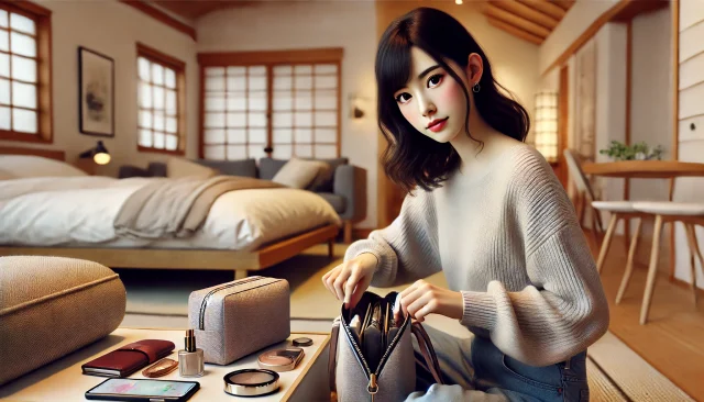 パパ活の顔合わせ前日に持ち物の準備をする女性