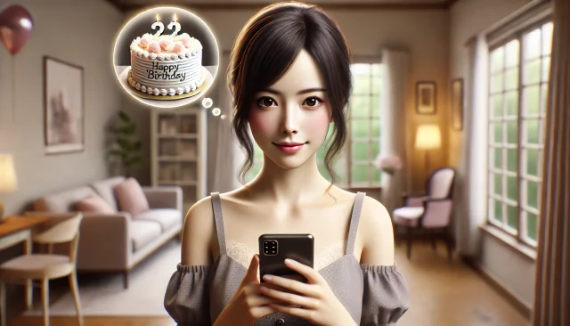 パパ活で誕生日メッセージを送るか悩んでいる女性