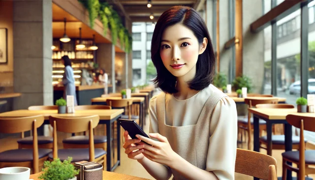 パパ活の顔合わせ当日に男性へメッセージを送る女性