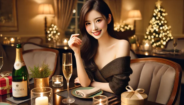 クリスマスにデートしているパパ活女子